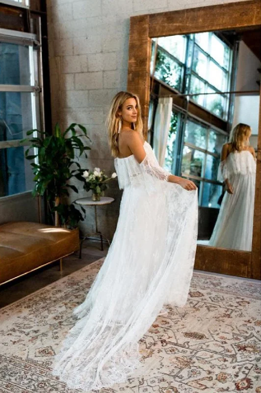Luxury Wedding Dresses for Extravagant Brides -Sexy Maternity Maternity Dress Off Shoulder Women Lace Pregnancy Wedding Dress OKW12
