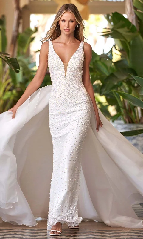 Bridal Dresses with Sheer Skirt for Feminine Look -Sherri Hill 54871