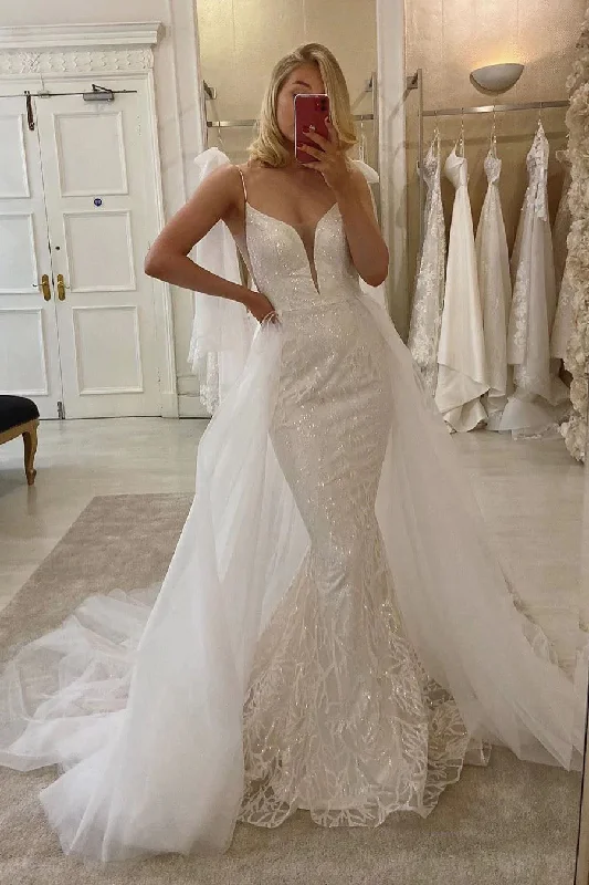 Plus Size Wedding Dresses for Curvy Brides -Unique Spaghetti Long Mermaid Sequin lace Wedding Dresses, Bridal Dresses OK1943 Plus Size Wedding Dresses for Curvy Brides -Unique Spaghetti Long Mermaid Sequin lace Wedding Dresses, Bridal Dresses OK1943