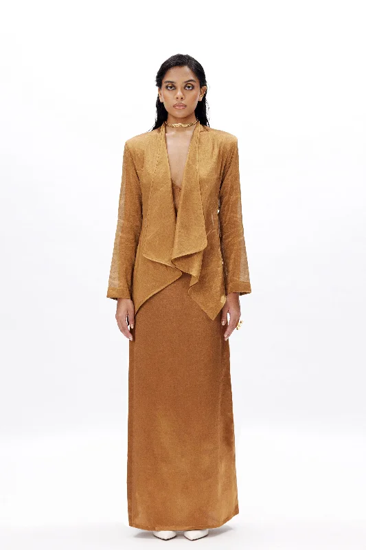 Slip Dress with Plunging Back -Sexy Lace-up Satin Slip Dress -Bourbon Slip Dress