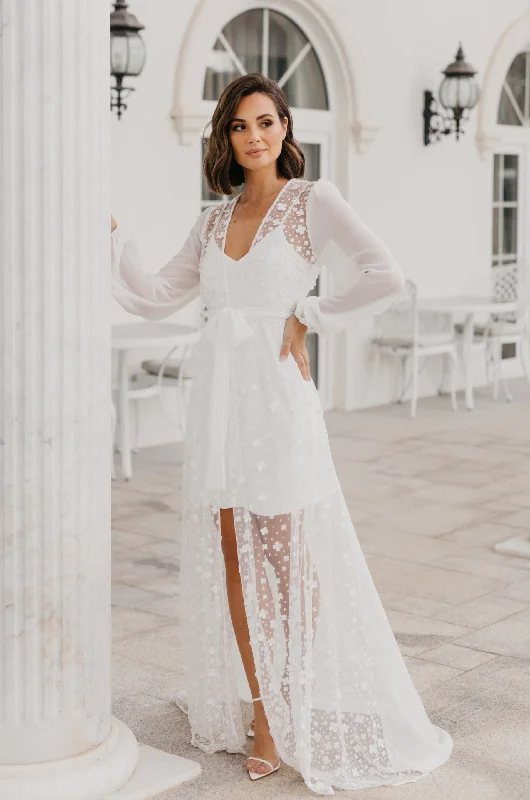 Custom Bridesmaid Dresses for Personalized Fit -Cassidy Forget Me Knot Lace Maxi Bridal Robe - Includes Slip Custom Bridesmaid Dresses for Personalized Fit -Cassidy Forget Me Knot Lace Maxi Bridal Robe - Includes Slip