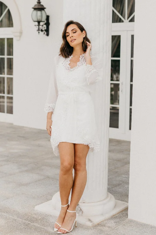 Purple Bridesmaid Dresses for Bold Wedding Style -Maeve Lace Trim Robe - Includes Slip Purple Bridesmaid Dresses for Bold Wedding Style -Maeve Lace Trim Robe - Includes Slip