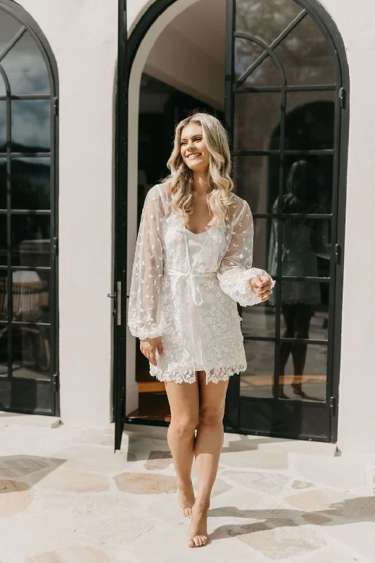 Long Sleeve Bridesmaid Dresses for Fall Weddings -Maya Lace Robe - Includes Slip